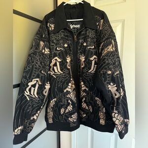 Schott Black & Tan Allover Embroidered Jacket SUPER HEAVY THICK AND QUALITY! 4XL
